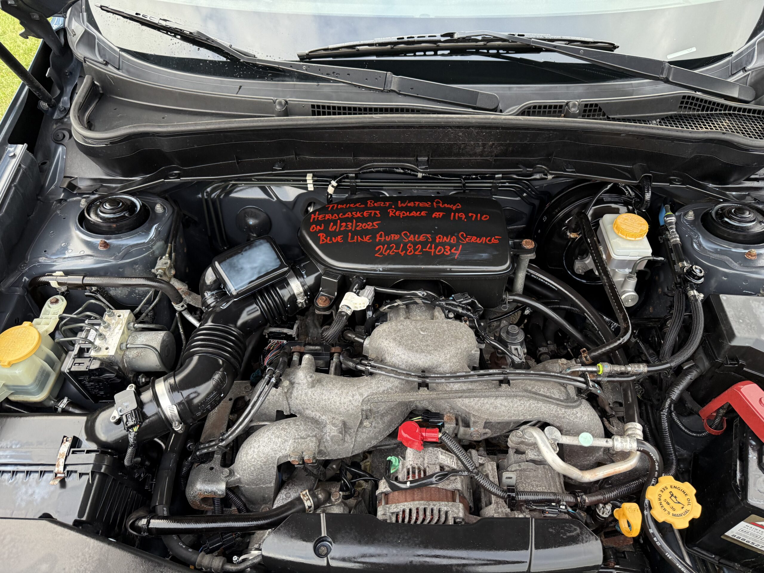 
								2009 Subaru Forester 2.5X. Timing Belt Water Pump Head Gaskets replaced full									